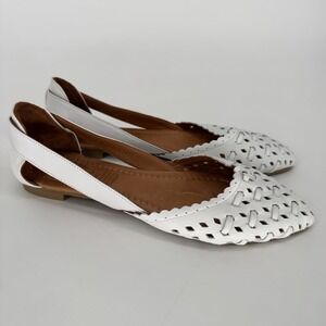 Spring Step Delorse d'Orsay Shoes White Leather Flats Sandals Size 41 US 9.5/10